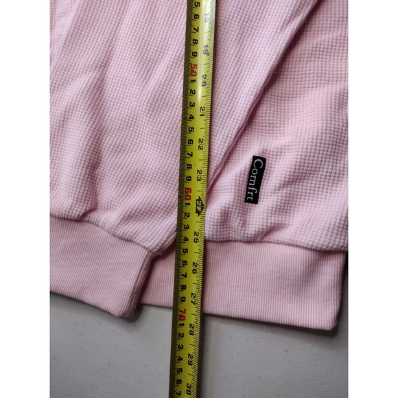 Comfrt Waffle Knit Sweatshirt Pink Crew Neck Oversized Pullover XL - Picture 4 of 6